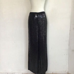 Joseph Le Bon Women Elegant Vintage Black Sequin Wide Leg Special Event Pants M